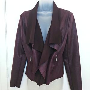 NWT White House Black Market Maroon Blazer with Waterfall Collar